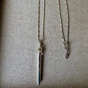 Stella & Dot Rebel Silver Polished Bar Pendant Necklace